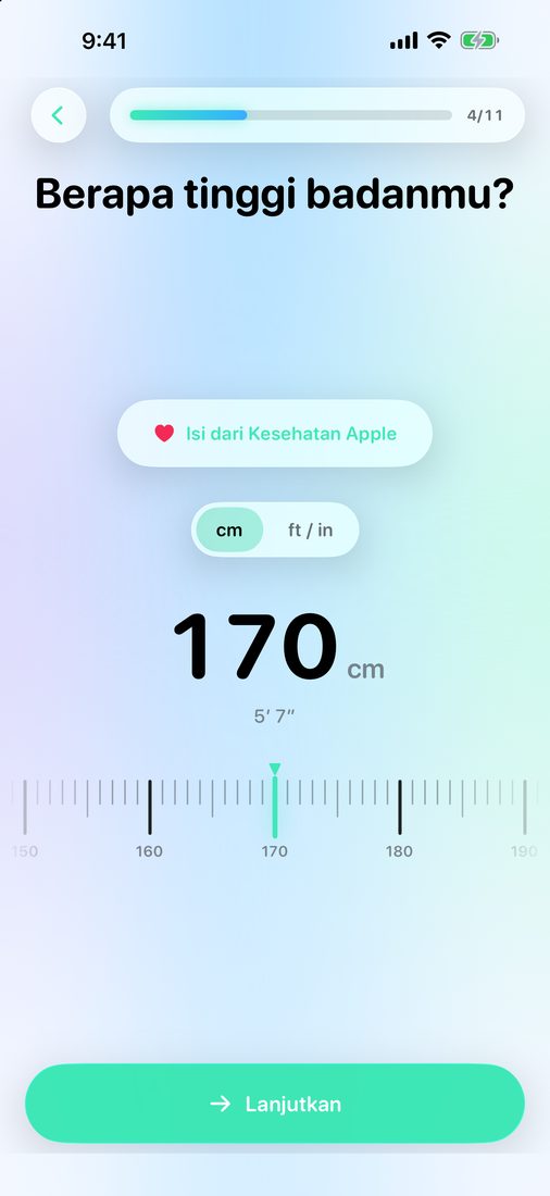 Penggaris tinggi badan di pengenalan awal LeanFast