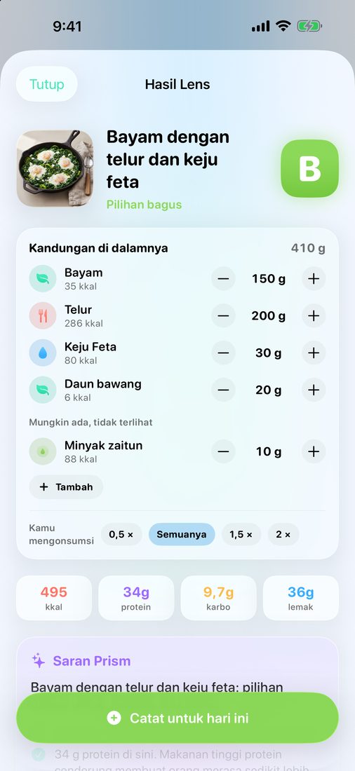 Hasil Lens untuk shakshuka hijau: nilainya, bahan beserta porsinya, dan nutrisinya