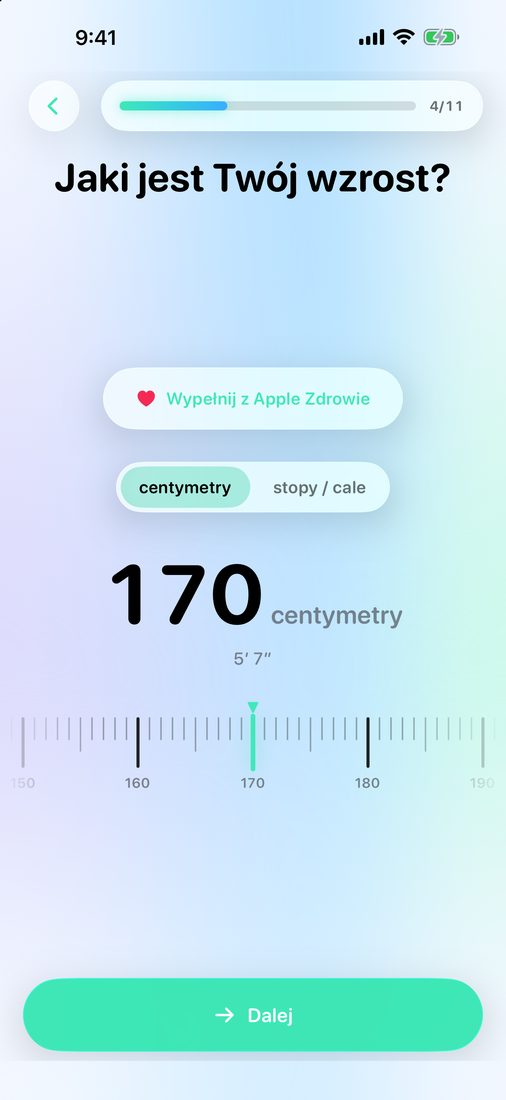 Miarka wzrostu na początku konfiguracji LeanFast