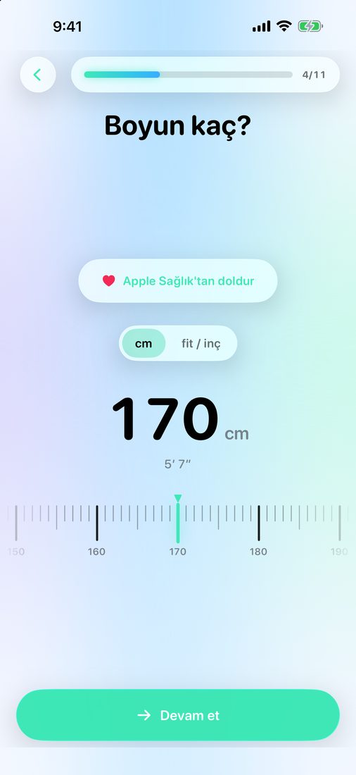LeanFast ilk kurulumundaki boy cetveli
