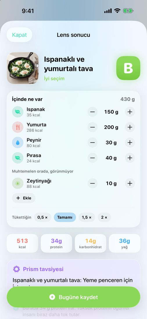 Yeşil shakshuka için Lens sonucu: notu, porsiyonlarıyla malzemeler ve besin değerleri